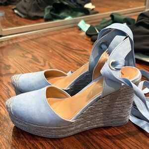 INC International Concepts Light Blue Espadrille Wedges